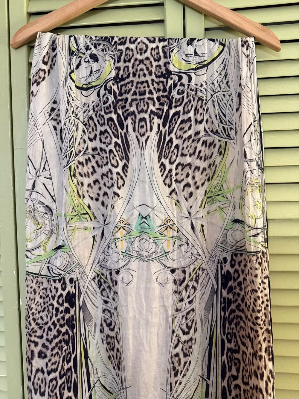 Vintage Roberto Cavalli Animal Print & Neon Trim Scarf